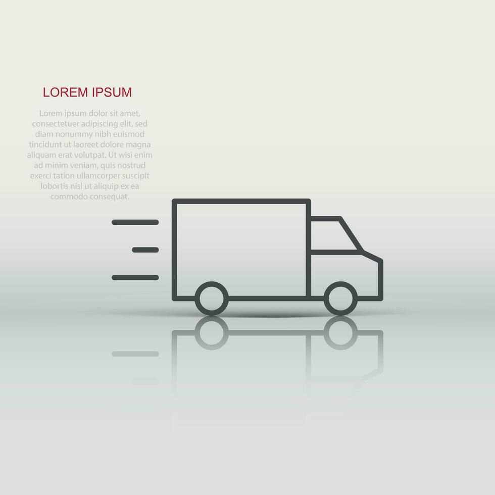 lastbil ikon i platt stil. bil leverans vektor illustration på vit isolerat bakgrund. lastbil bil företag begrepp.