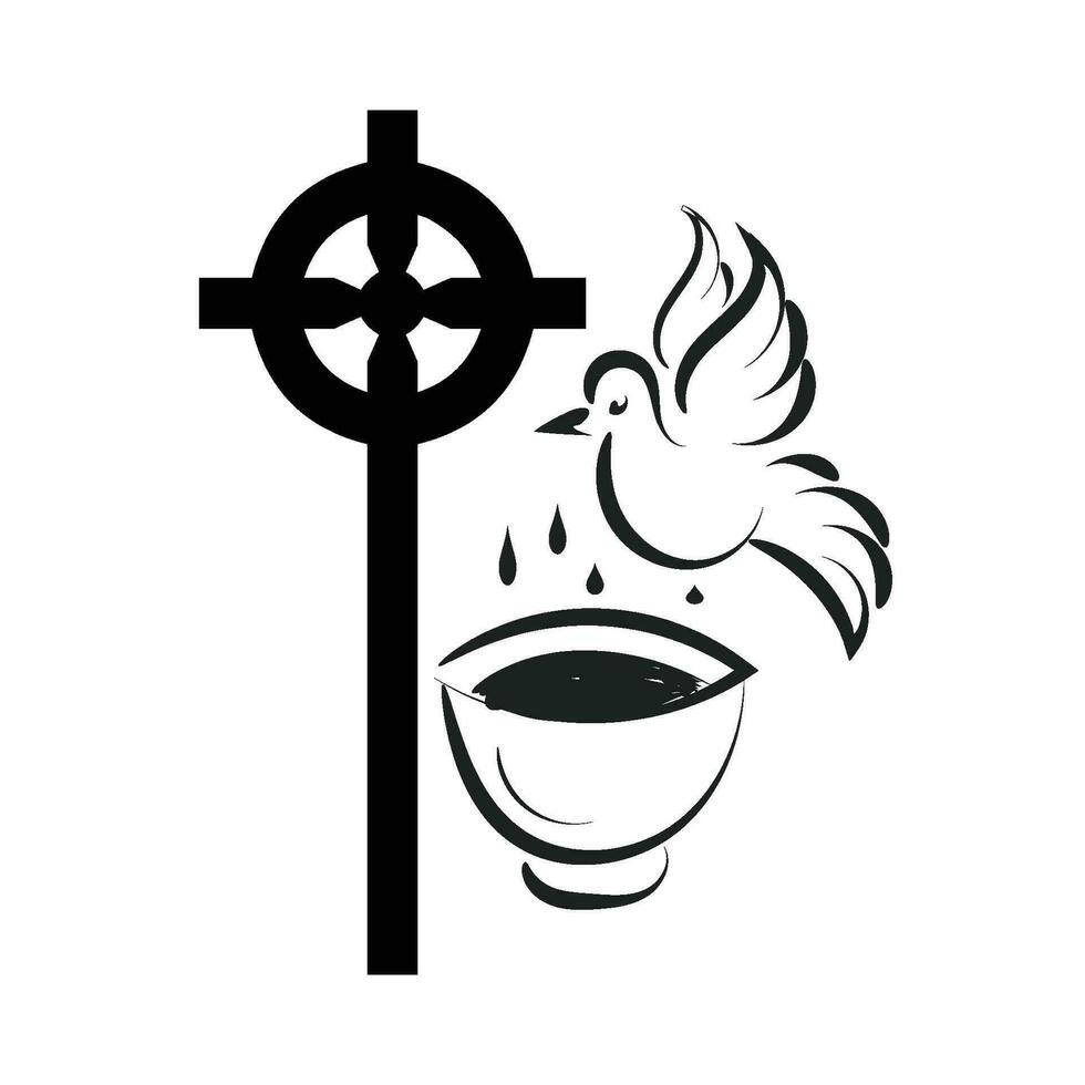 katholisch Taufe. Taufe Symbol Sakramente von katholisch Kirche Eucharistie. vektor