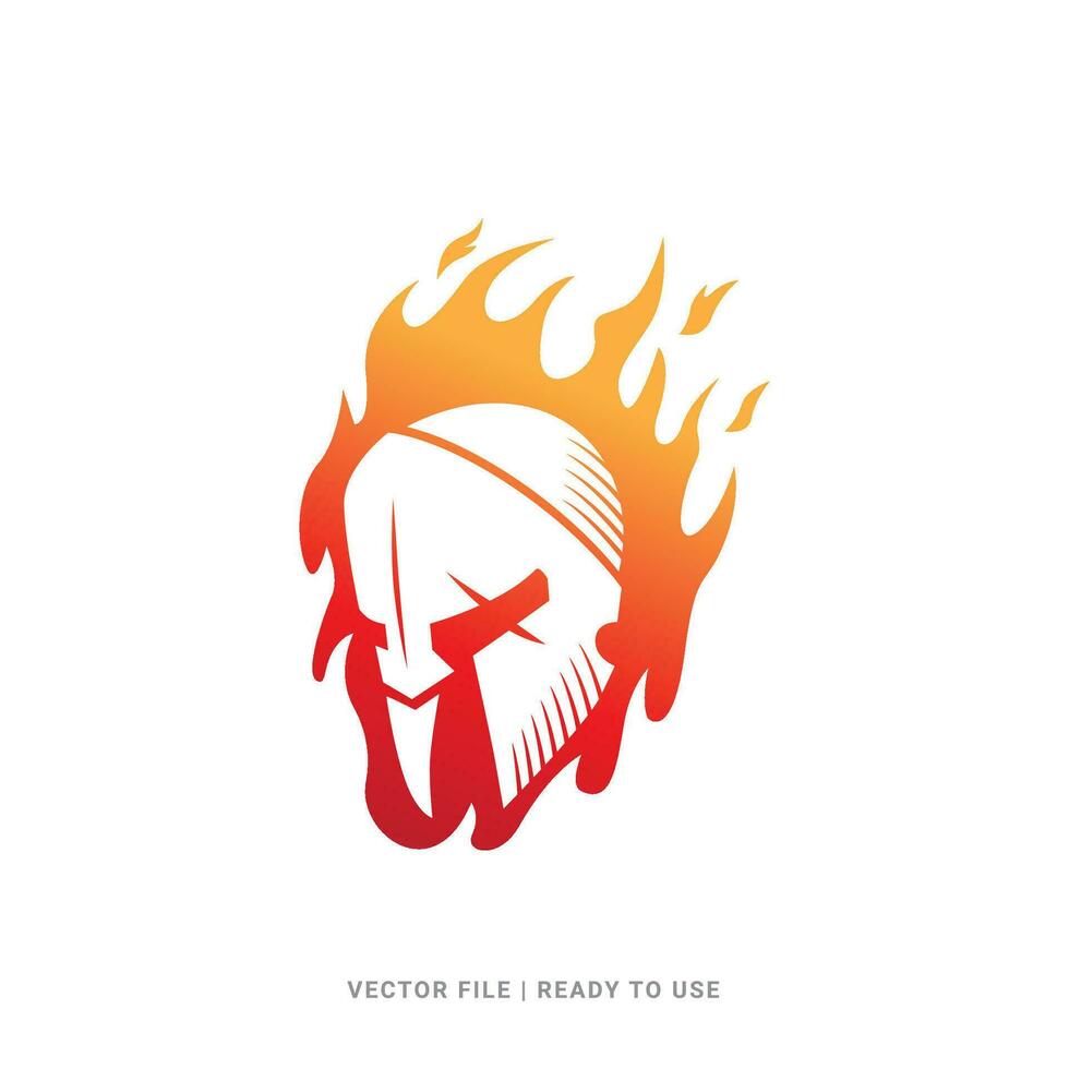 spartansk brand flamma logotyp vektor ikon design illustration begrepp. lämplig för affisch, flygblad, hälsning kort, klistermärke, social media och tshirt design