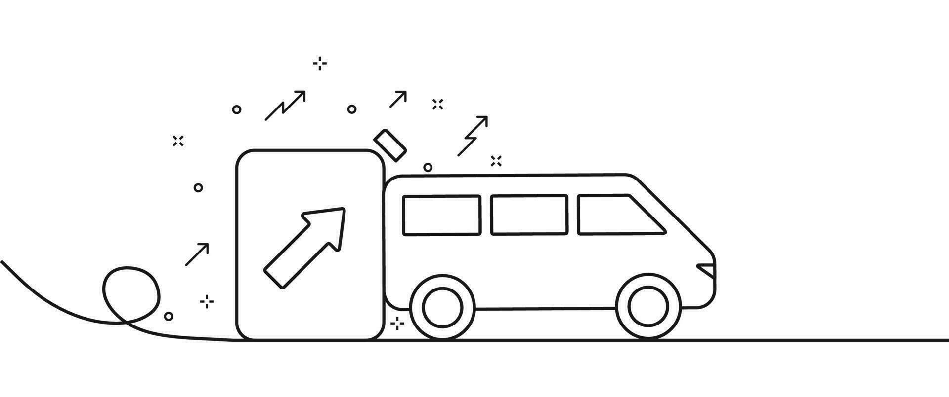 Treibstoff Wende oben Linie Illustration mit Auto vektor