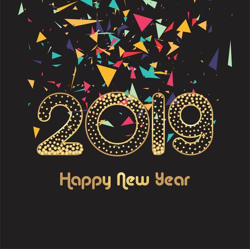 Vacker 2019 nytt år kort firande bakgrund vektor