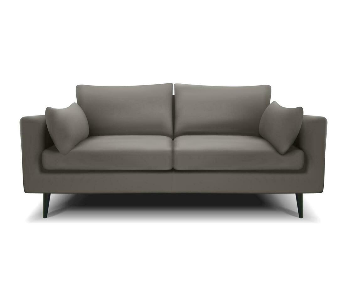 3d realistisch Vektor grau Sofa, Couch auf ein Weiß Hintergrund. isoliert.