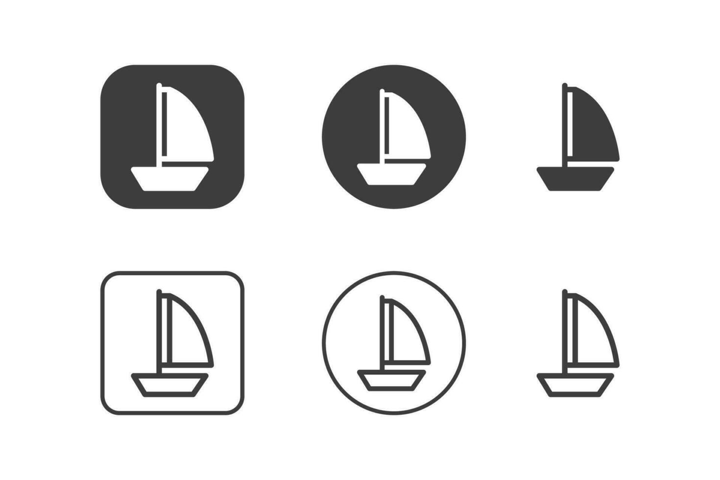 Segelboot Symbol Design 6 Variationen. Reise Symbole Satz, isoliert auf Weiß Hintergrund. vektor