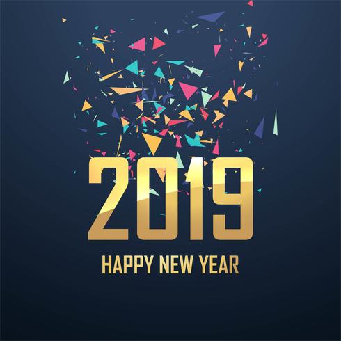Vacker 2019 nytt år kort firande bakgrund vektor
