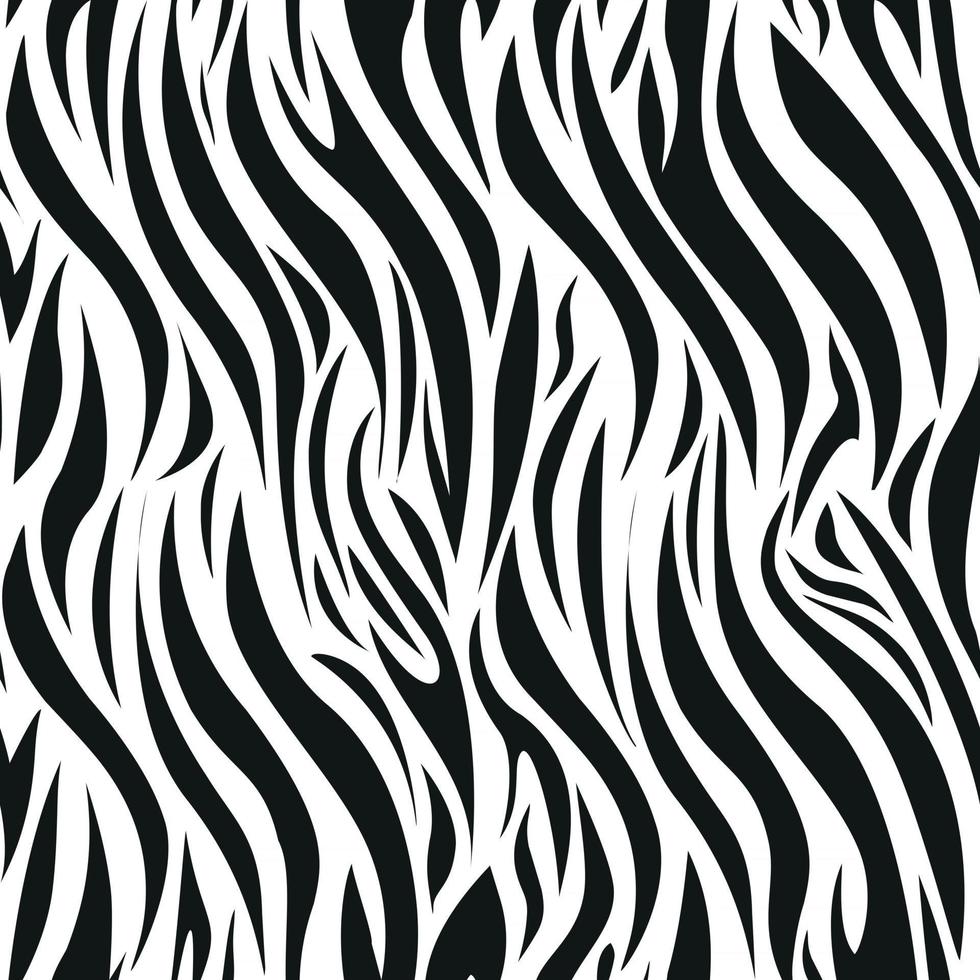 Vektor-Illustration von schwarzen und weißen Streifen, die ein nahtloses Muster von Zebrafell bilden vektor