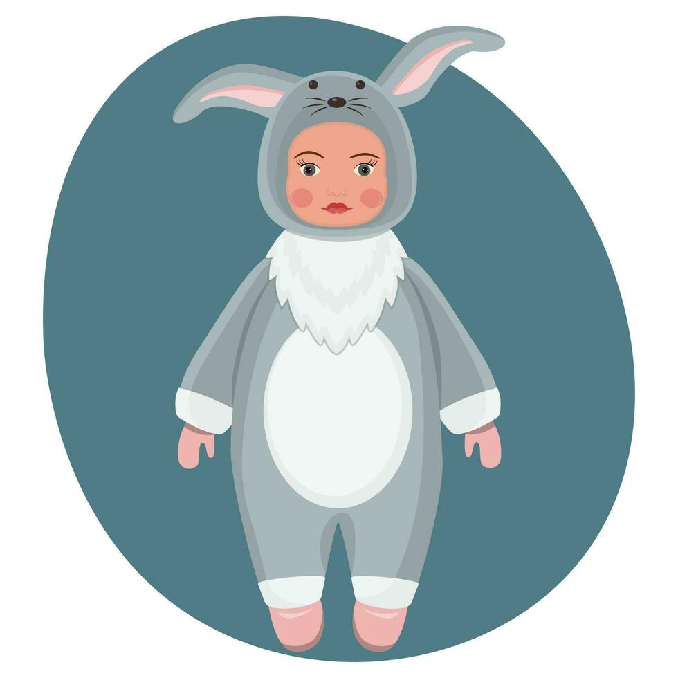 en barn i en fint kanin kostym. de begrepp av vinter- högtider och firande. vektor illustration.