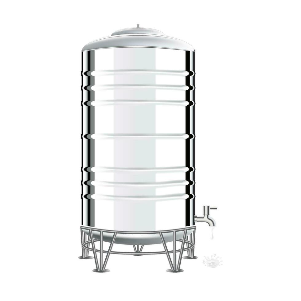 realistisk rostfri stål vatten tankar för hem till dryck och använda sig av hushåll element isolerat på vit bakgrund. vektor illustration eps 10.