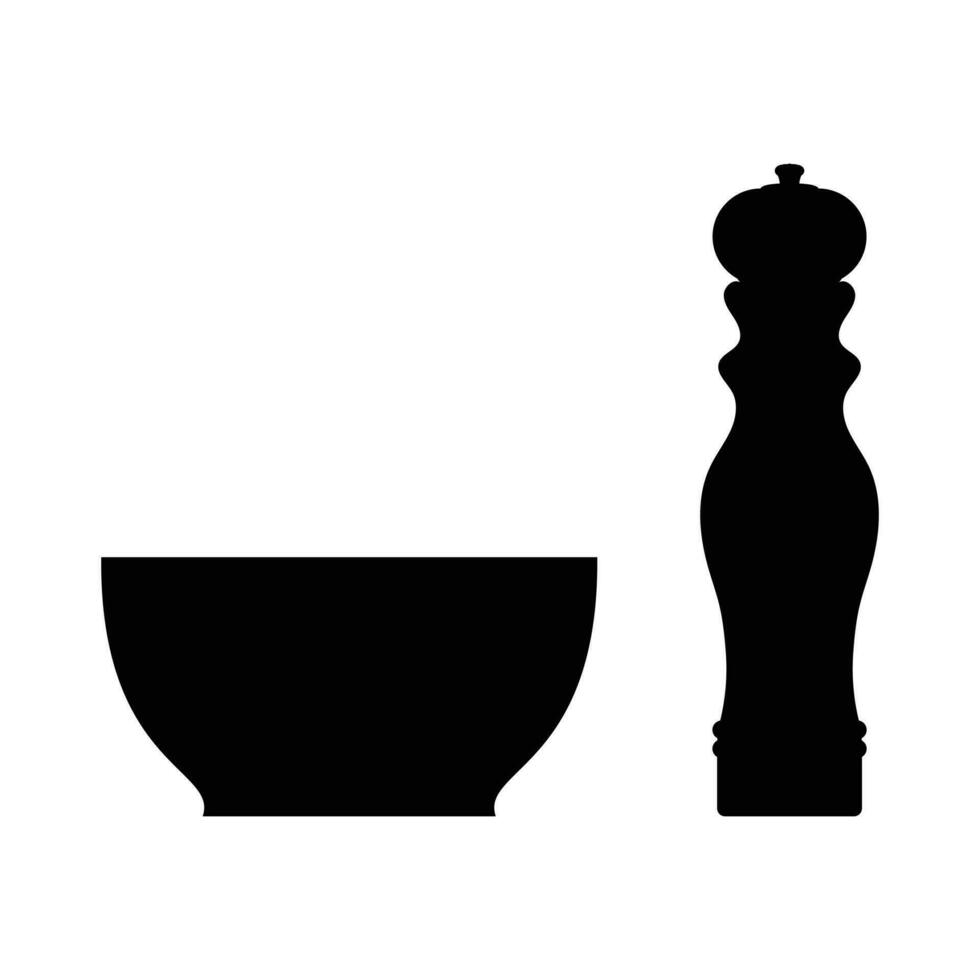 Pfeffer Mühle, Pfeffer Schleifer. Kochen und würzen. Vektor eben Gliederung Symbol Illustration isoliert auf Weiß Hintergrund.