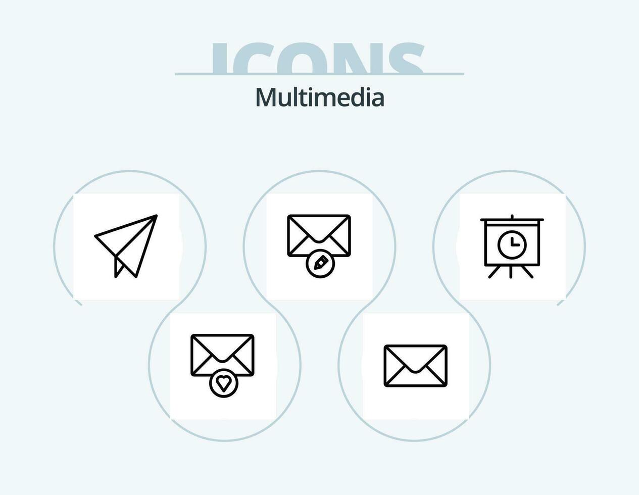 multimedia linje ikon packa 5 ikon design. . notera. preferenser vektor