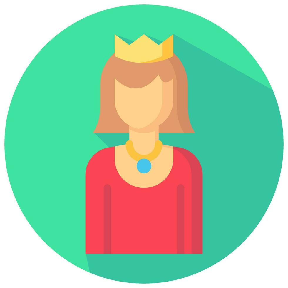 drottning avatar vektor runda platt ikon
