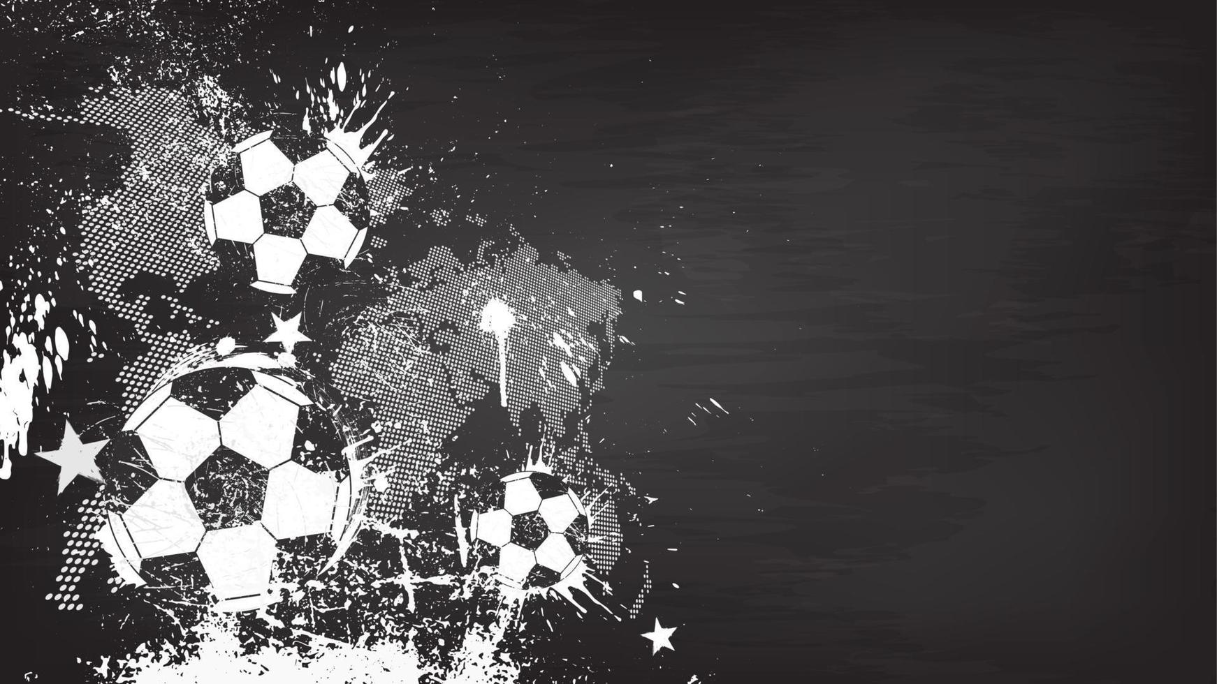 Grunge abstrakter Fußballhintergrund mit Weltkarte und Staubpartikel auf Tafelbeschaffenheit. flaches Design . Vektor für den internationalen WM-Turnierpokal 2018.