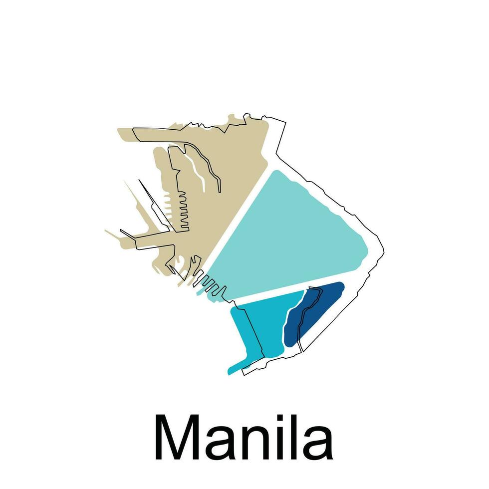 Karta av manila modern design, filippinerna Karta illustration vektor design mall