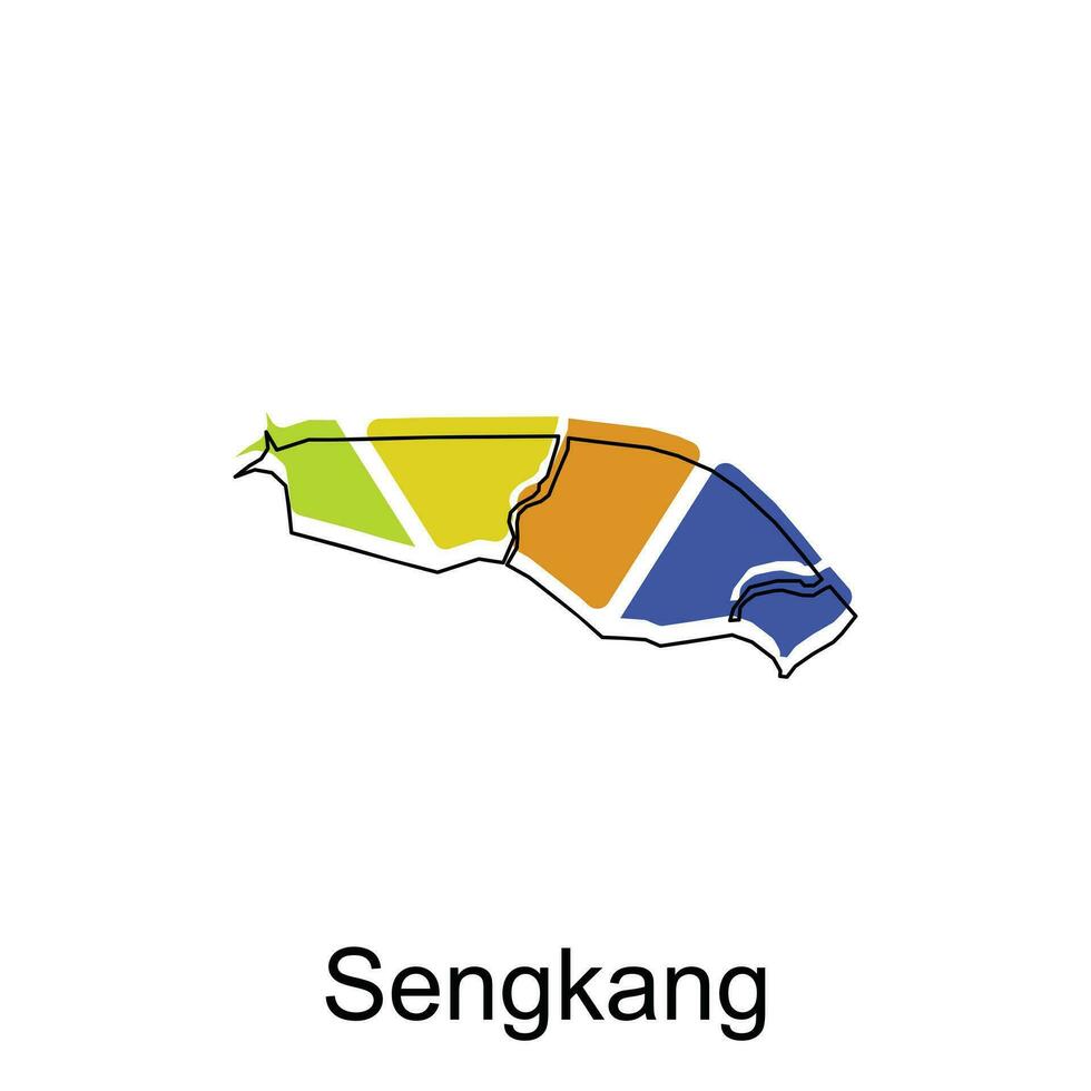Vektor Karte von Sengkang bunt Illustration Vorlage Design auf Weiß Hintergrund