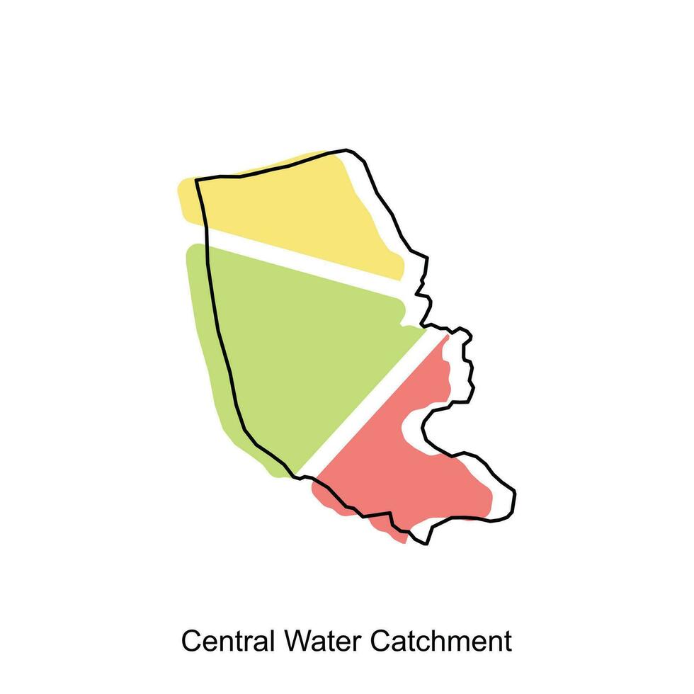 Vektor Karte von zentral Wasser Einzugsgebiet bunt Illustration Vorlage Design auf Weiß Hintergrund