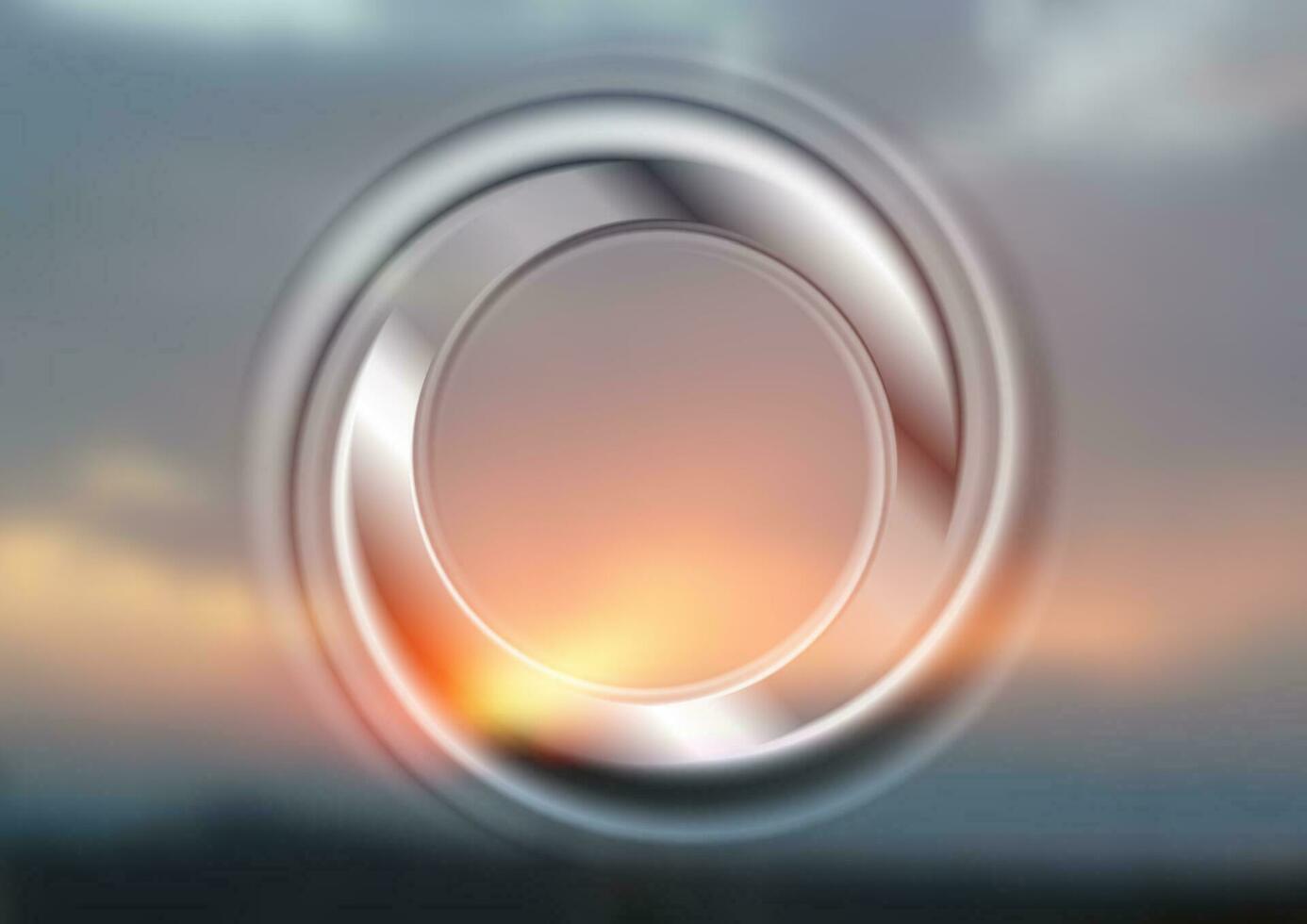 abstrakt glatt Kreis Ring auf Sonnenuntergang Hintergrund vektor