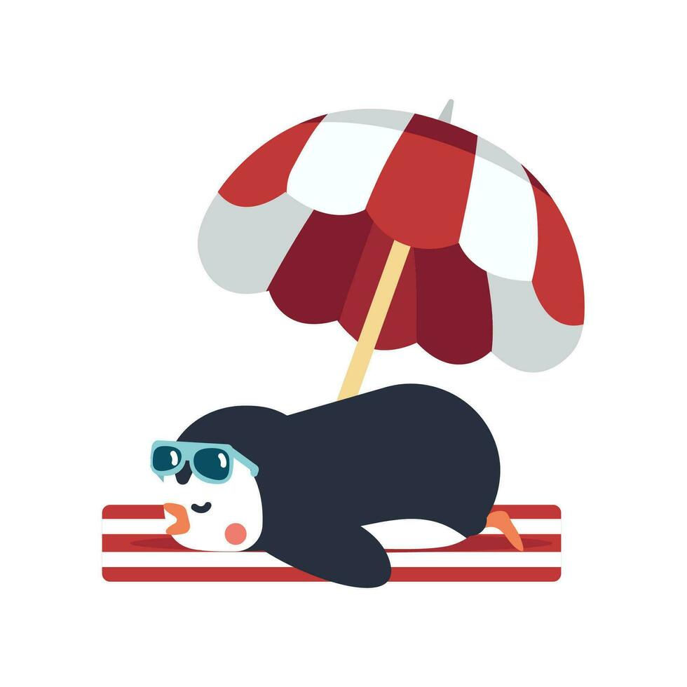 süß Pinguin mit Regenschirm auf Sommer- vektor