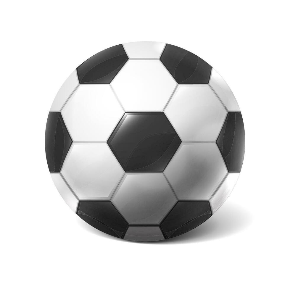 3d realistisch Vektor Symbol Illustration. Fußball. Fußball Ball isoliert auf Weiß Hintergrund.