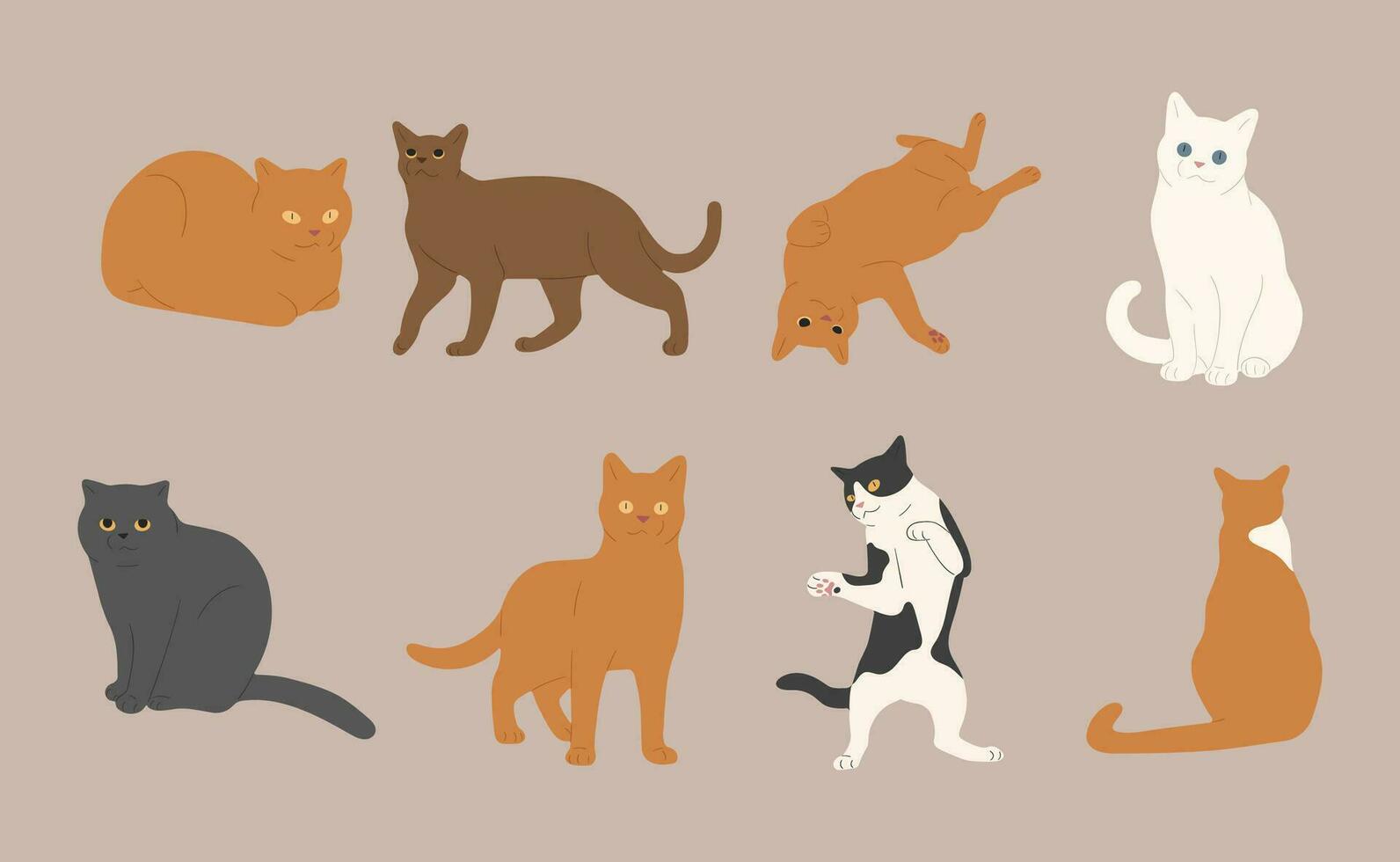 söt katt grupp vektor illustration