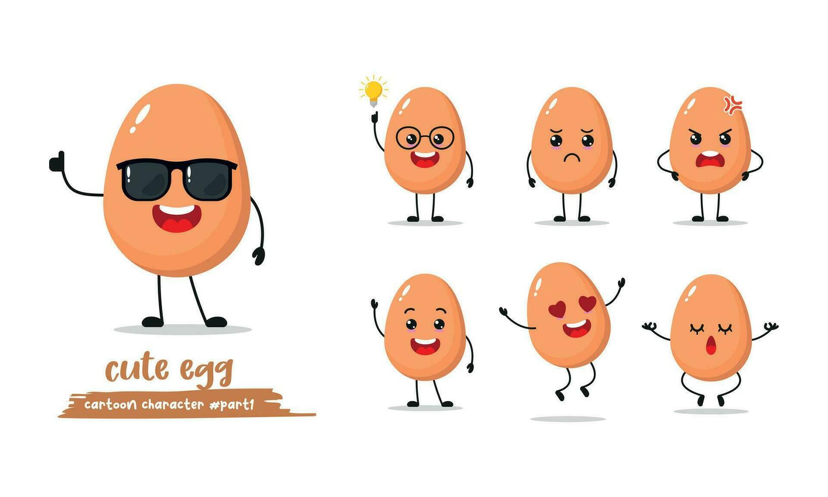 söt ägg ha på sig solglasögon karaktär. rolig ägg uttryckssymbol i platt stil. annorlunda ansikte uttryck emoji vektor illustration.