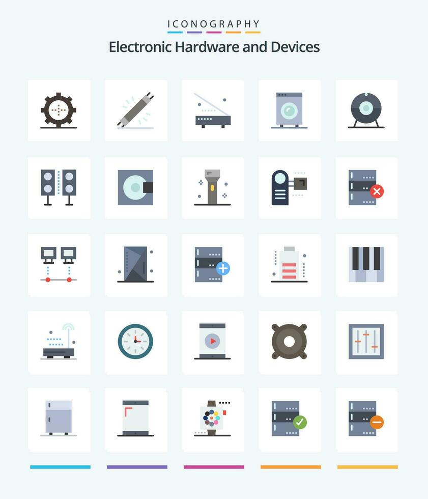 kreativ enheter 25 platt ikon packa sådan som enheter. högtalare. hårdvara. Produkter. enheter vektor