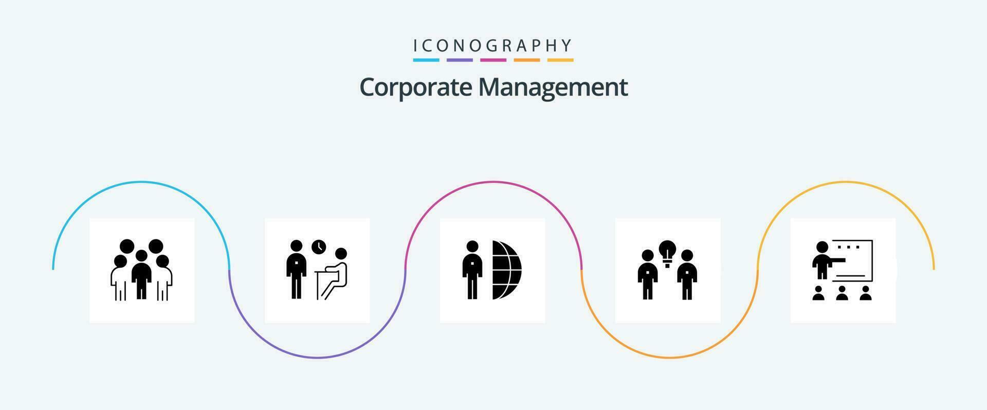 korporativ Verwaltung Glyphe 5 Symbol Pack einschließlich Personen. Brainstorming. Personen. Mitarbeiter. auslagern vektor