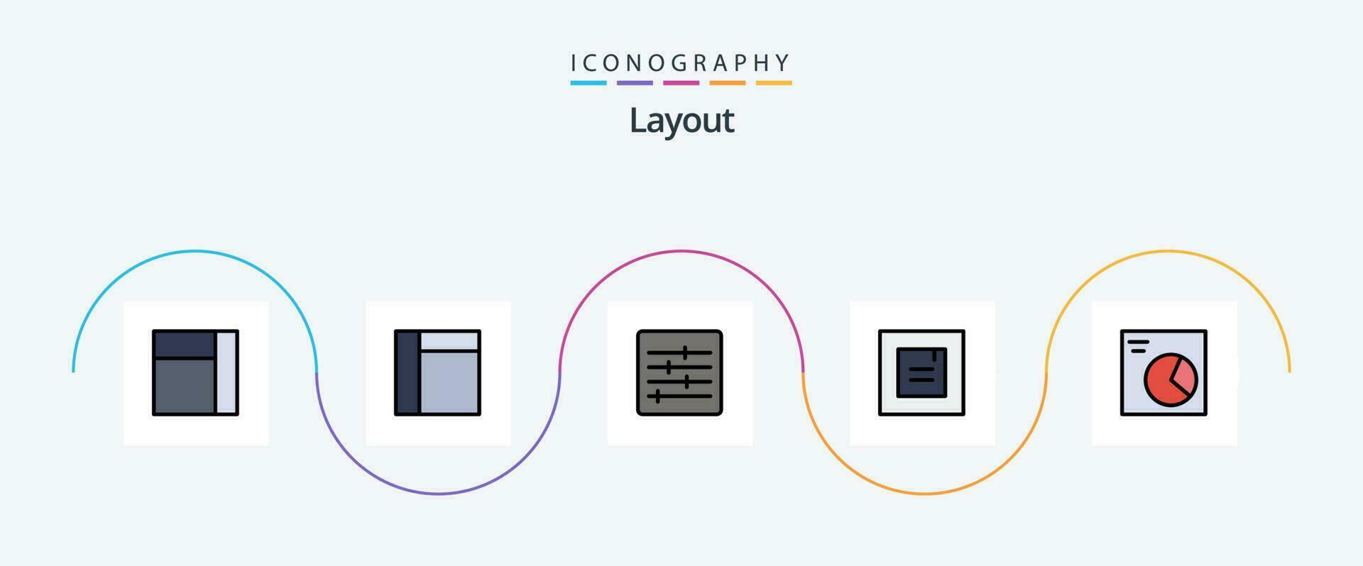 Layout Linie gefüllt eben 5 Symbol Pack einschließlich . Analytik. vektor