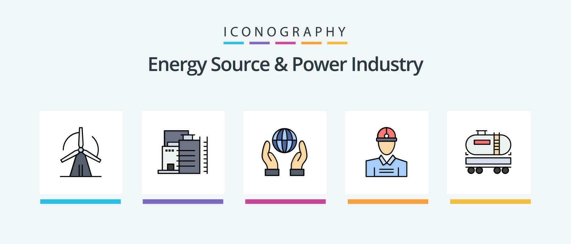Energie Quelle und Leistung Industrie Linie gefüllt 5 Symbol Pack einschließlich Energie. Leistung. Benzin. Energie. Biosphäre. kreativ Symbole Design vektor