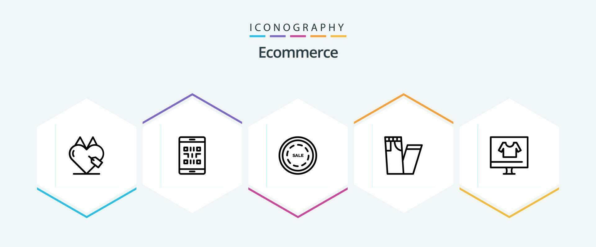 E-Commerce 25 Linie Symbol Pack einschließlich Handel. Hose. Smartphone. Jeans. Einkaufen vektor