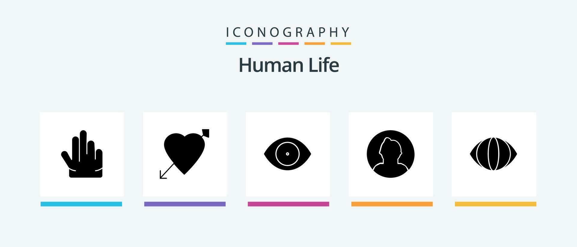 mänsklig glyf 5 ikon packa Inklusive syn. öga. ansikte. användare. man. kreativ ikoner design vektor