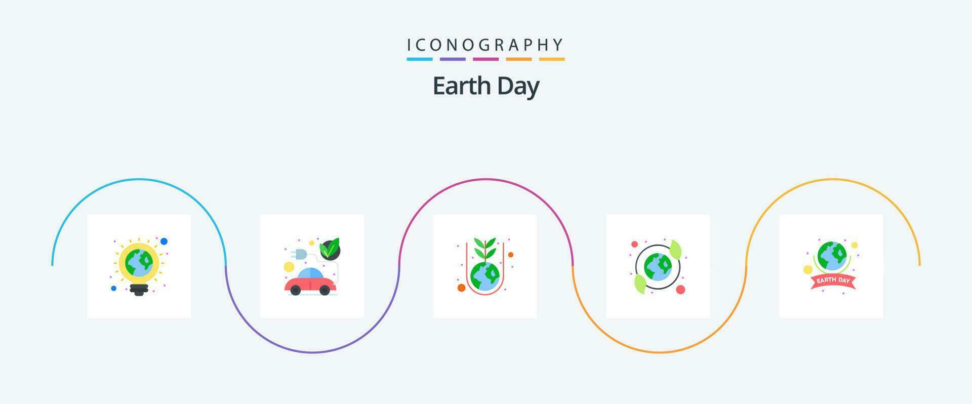 jord dag platt 5 ikon packa Inklusive återvunnet. jorden. grön. vård. växt vektor