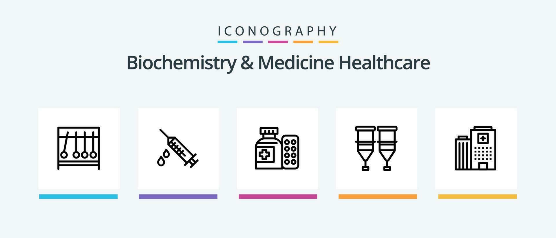 biokemi och medicin sjukvård linje 5 ikon packa Inklusive chopper. medicinsk. medicinsk. verktyg . instrument. kreativ ikoner design vektor