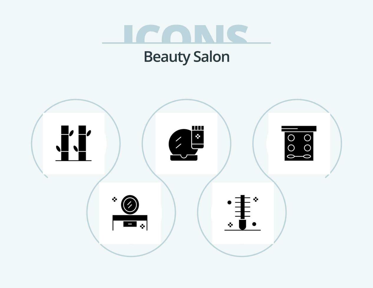 Schönheit Salon Glyphe Symbol Pack 5 Symbol Design. Verjüngungskur. Gesicht kompakt. Haar. Gesicht Base. Spa vektor