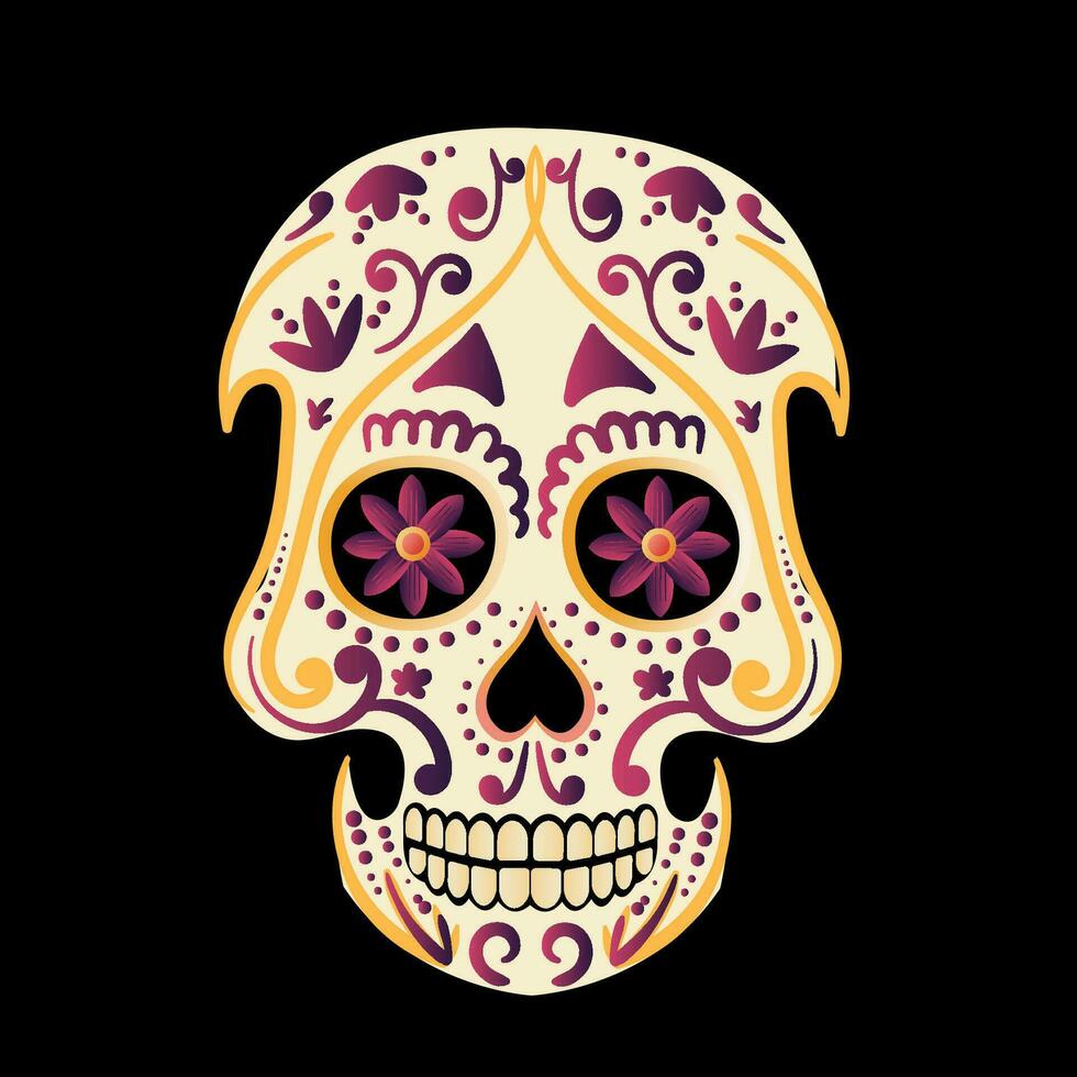 vektor illustration av ett utsmyckat dekorerad dag av de död- dia de los muertos socker skalle, eller calavera.