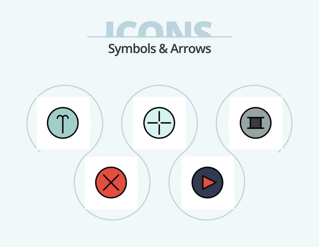 symboler och pilar linje fylld ikon packa 5 ikon design. . övertygelser. tecken. gammal. förbjuden vektor