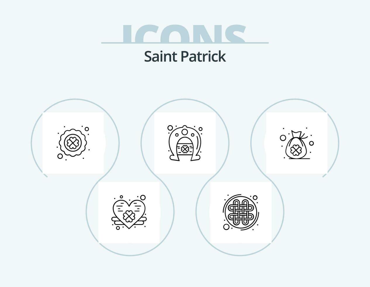 Heilige Patrick Linie Symbol Pack 5 Symbol Design. irisch. Glück. Heilige Patrick. Kleeblatt. Tasche vektor