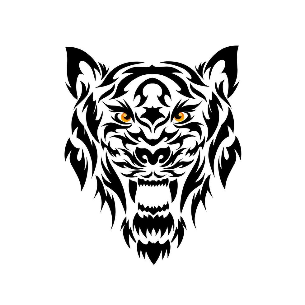 illustration vektor grafisk av stam- konst tatuering ansikte huvud tiger med rytande