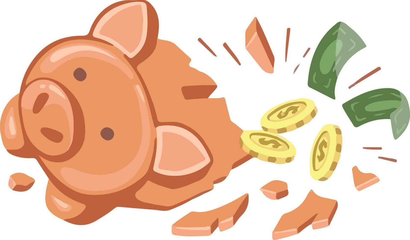 gebrochen Schweinchen Bank, Akkumulation von Vermögen, Illustration vektor