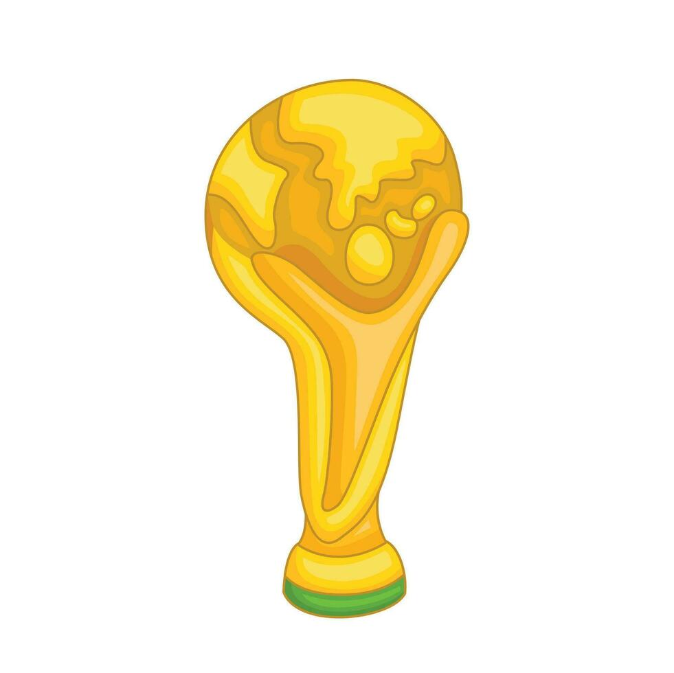 Gold gewinnen Trophäe Fußball Ball Fußball Meisterschaft Karikatur Illustration Vektor Clip Art Aufkleber