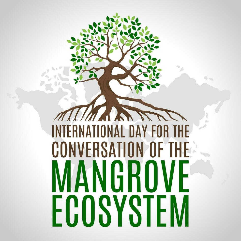 konversation av de mangrove ekosystem dag. vektor illustration. lämplig för affisch, banderoller, kampanj och hälsning kort.