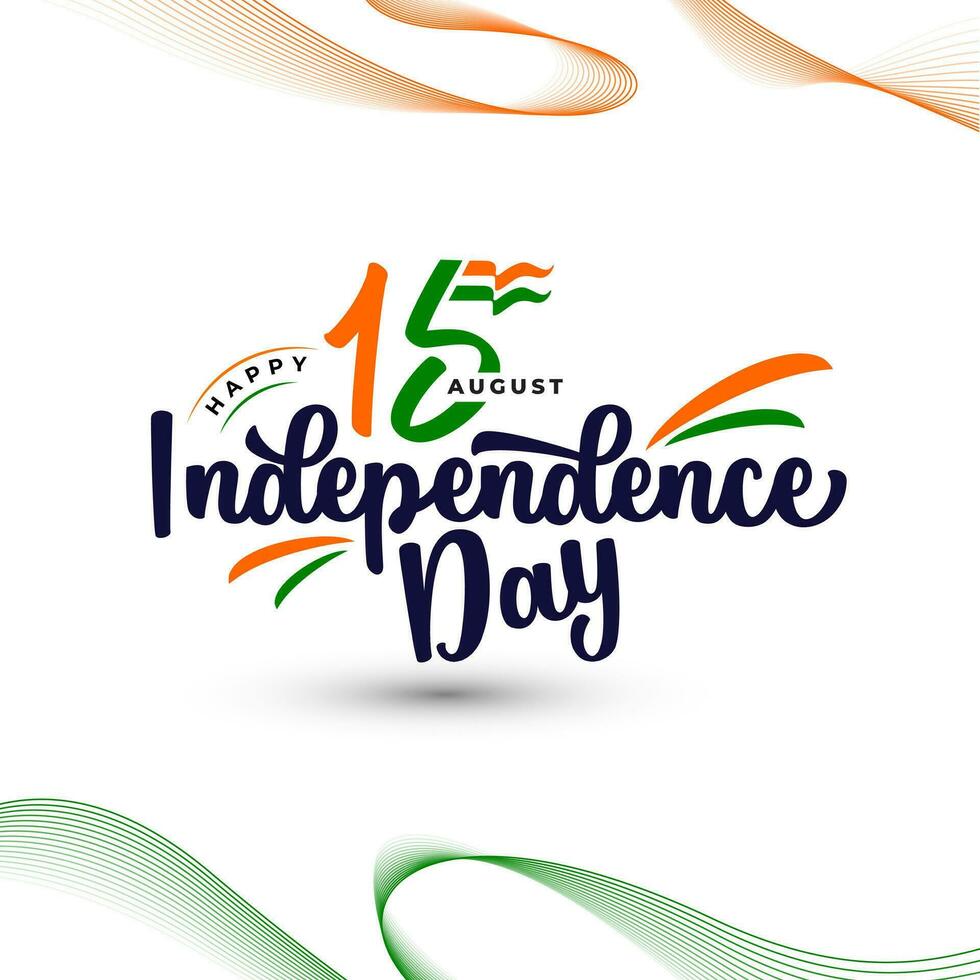 15:e augusti Lycklig indisk oberoende dag vektor hälsning med text