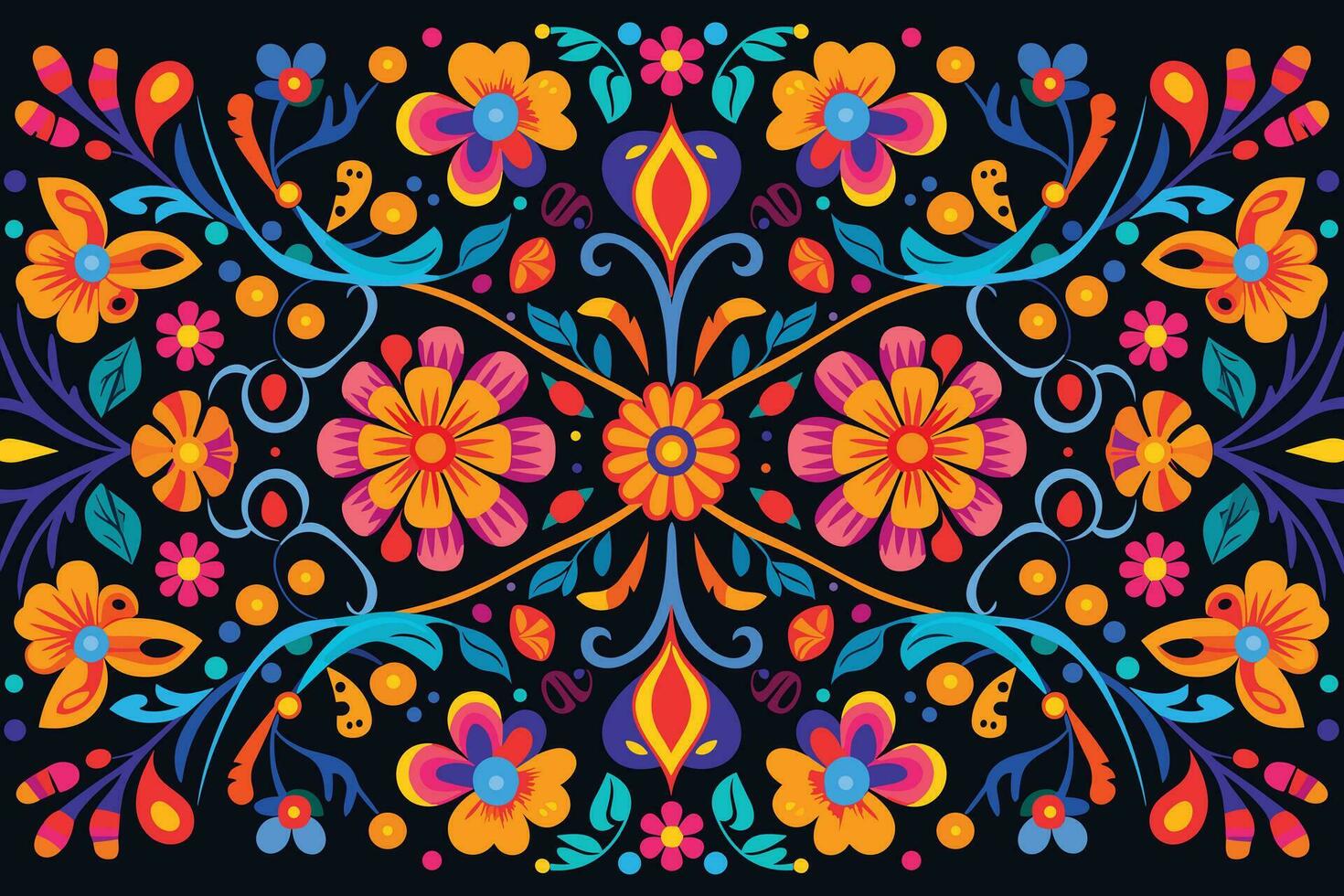 bunt Mexikaner Hintergrund mit Blumen und Vögel eben Design Vektor Illustration