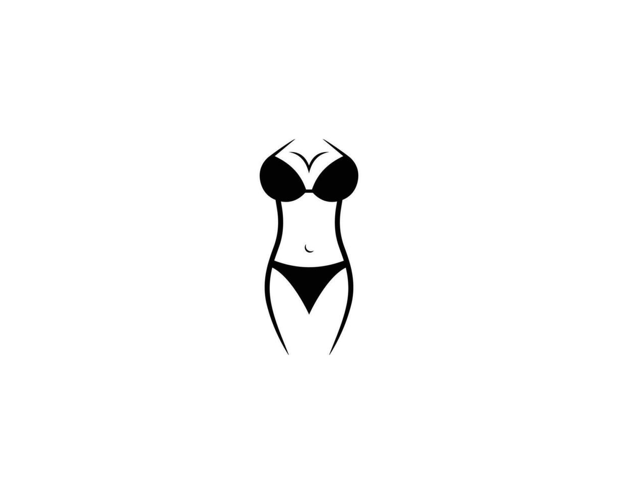 kreativ underkläder behå sexig kvinnor bikini logotyp design ikon vektor begrepp.