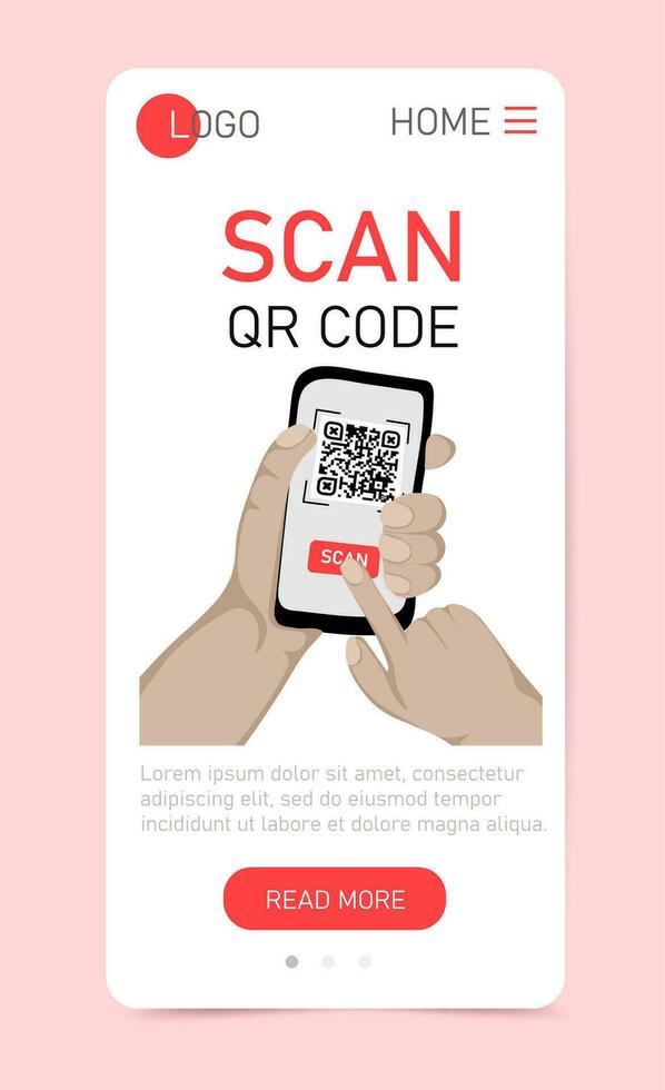 Scan qr Code. Netz App Vertikale Vorlage. qr Code Zahlung, Überprüfung, online Einkaufen, bargeldlos Technologie Konzept vektor