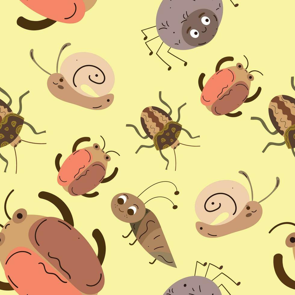 Muster Hintergrund mit Insekt skizzieren Zeichen Vektor Illustration