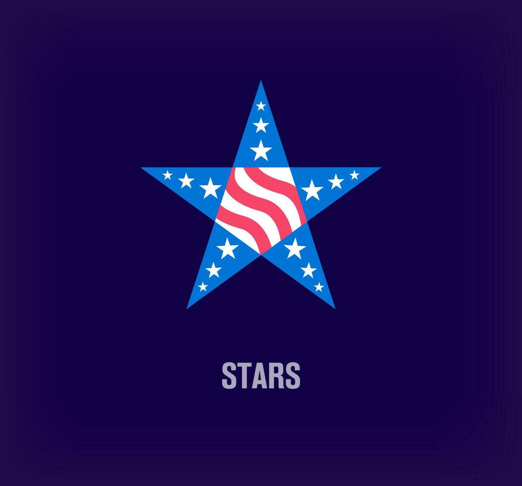USA flagga logotyp från kreativ stjärna form. unik Färg övergångar. unik stjärnor logotyp mall. vektor