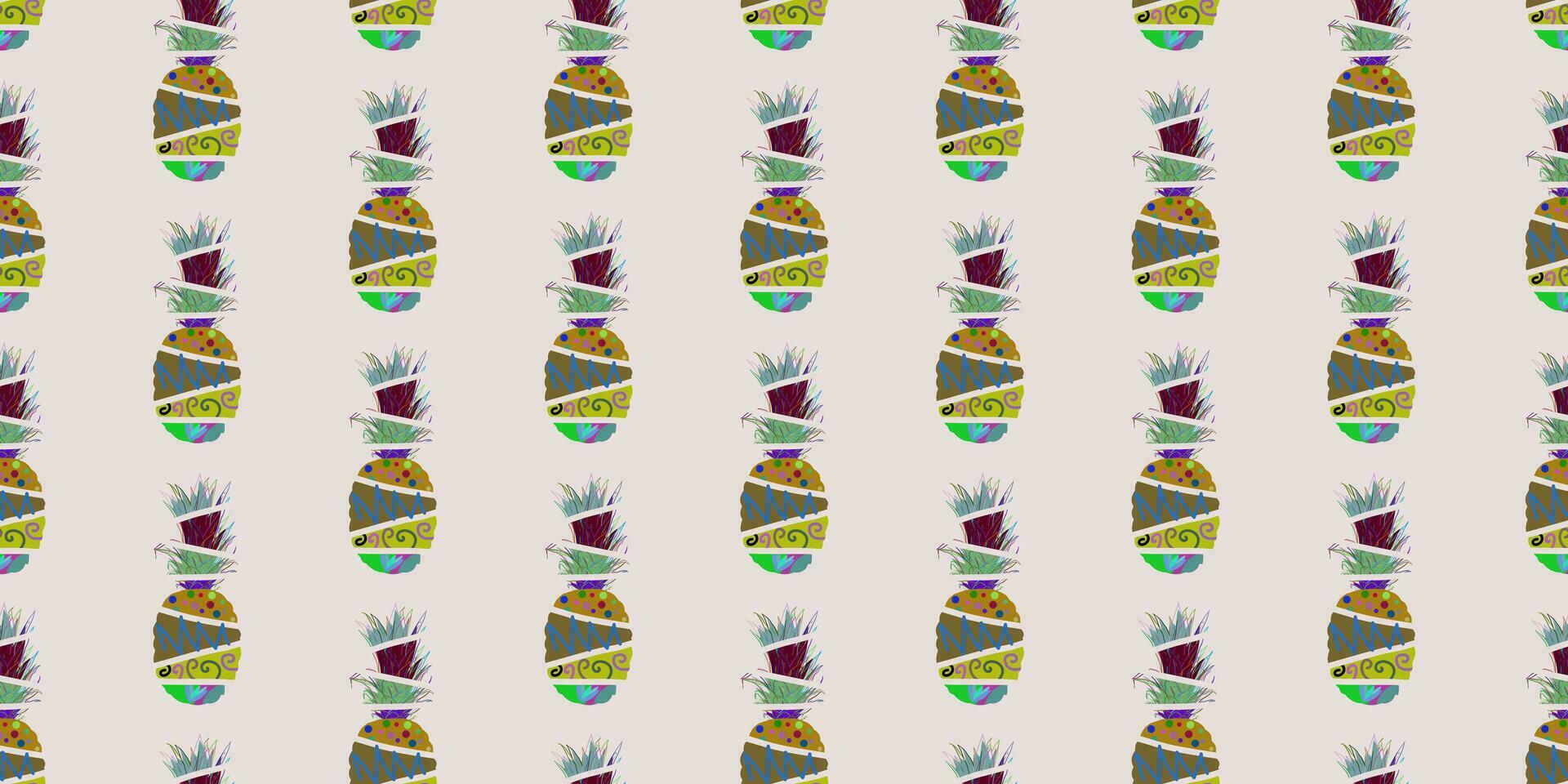 unik abstrakt sommar ananas frukt sömlös mönster bakgrund vektor