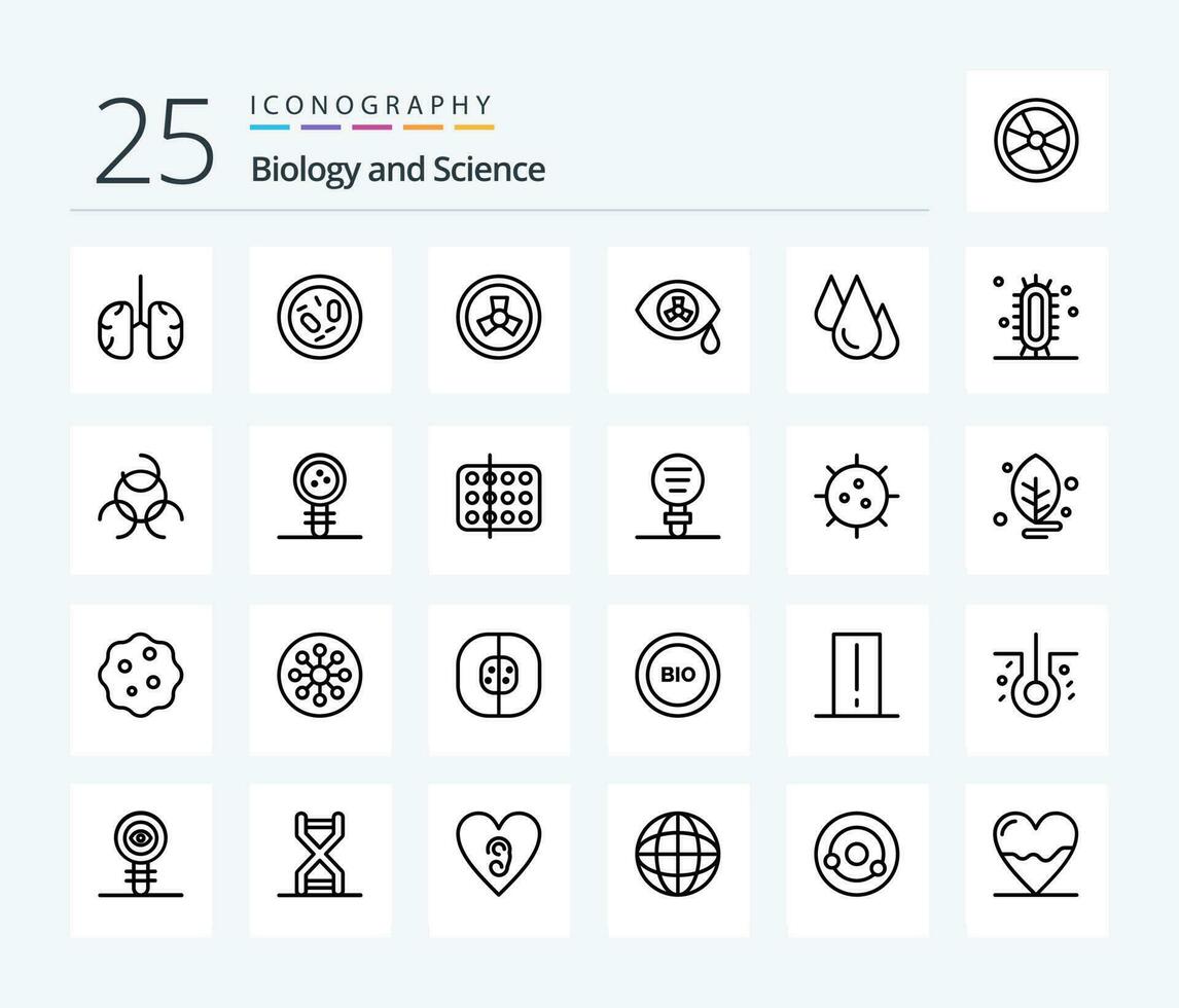 Biologie 25 Linie Symbol Pack einschließlich lernen. lernen. Gesundheit. Experiment. Zombie vektor