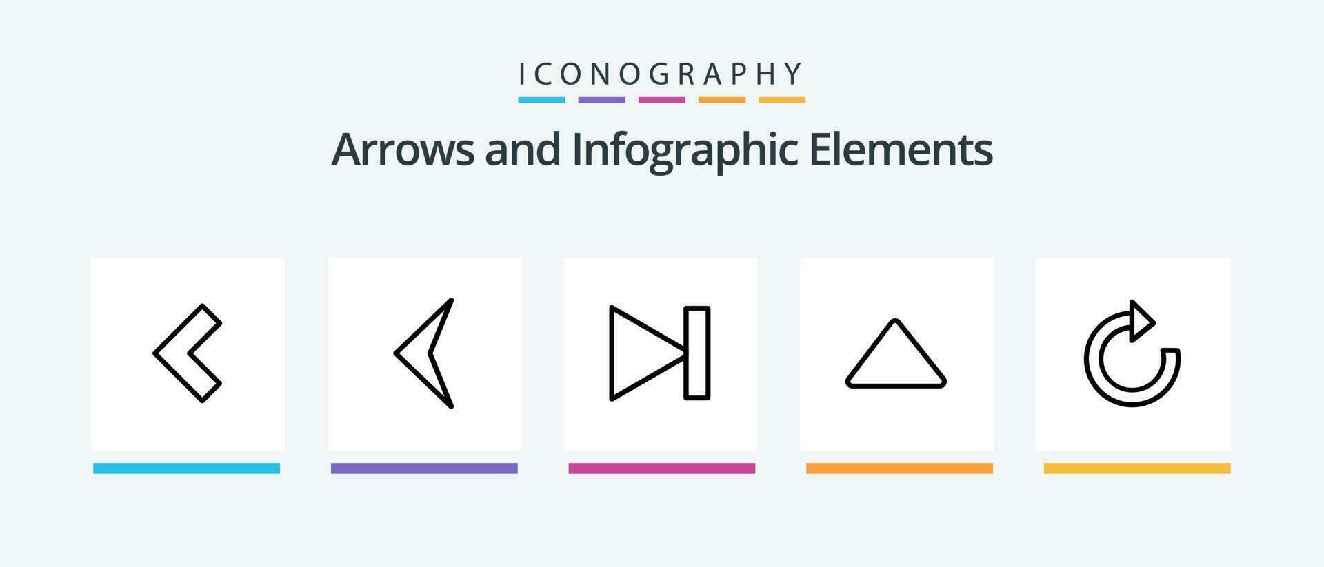 Pfeil Linie 5 Symbol Pack einschließlich . zurück. Rechts. runter. nächste. kreativ Symbole Design vektor
