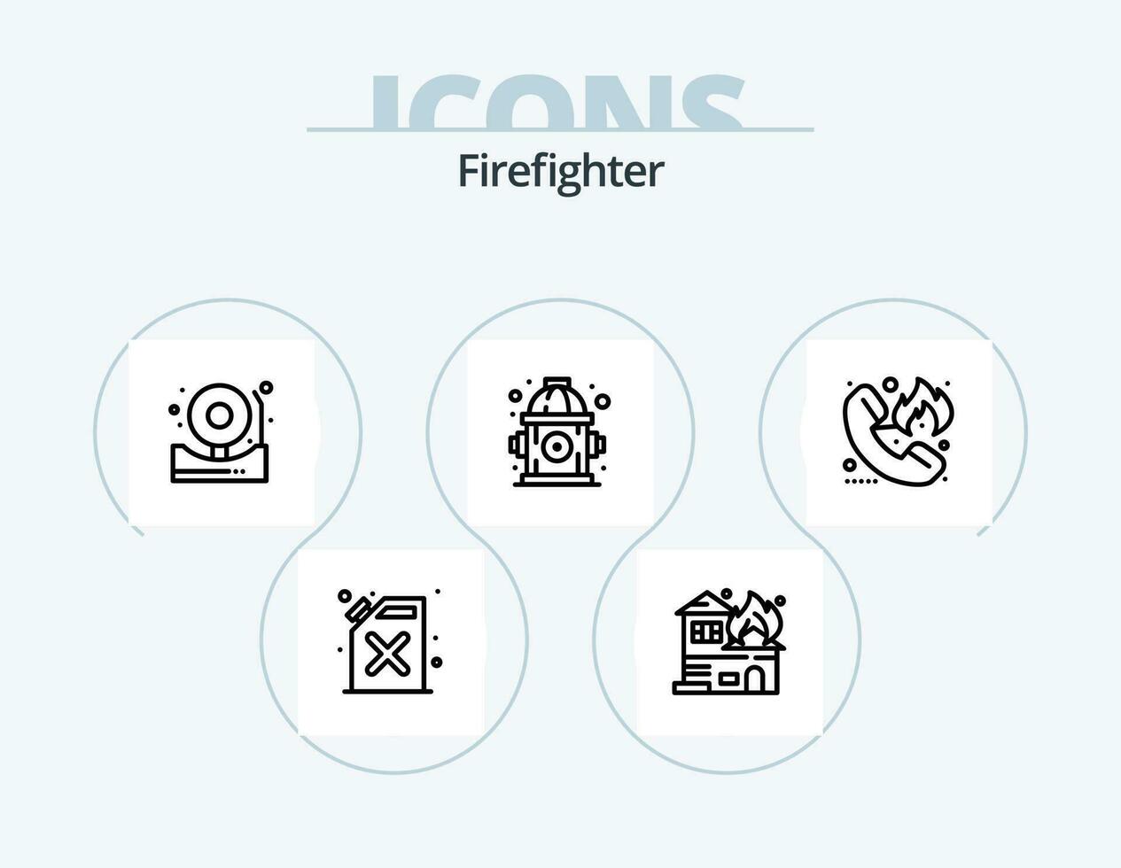 brandman linje ikon packa 5 ikon design. . vatten slang. hus. vatten. brand slang vektor