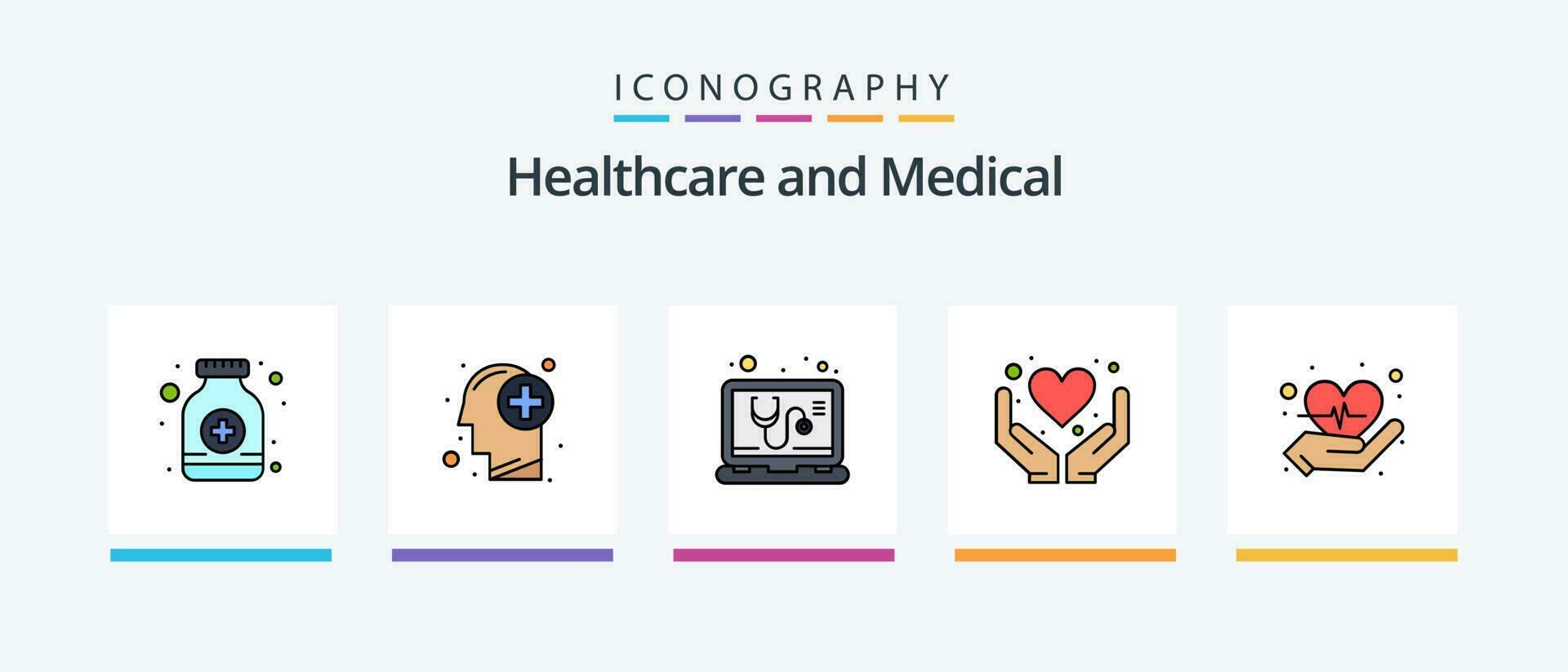 medizinisch Linie gefüllt 5 Symbol Pack einschließlich . medizinisch Zimmer. Stethoskop. Krankenhaus Bett. Medizin. kreativ Symbole Design vektor